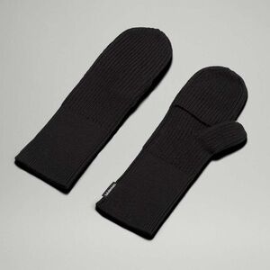 Lululemon Black Ribbed Merino Blend Knit Mittens